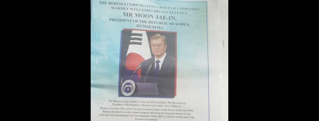 Berjaya Corp welcomes South Korea President with plea for justice