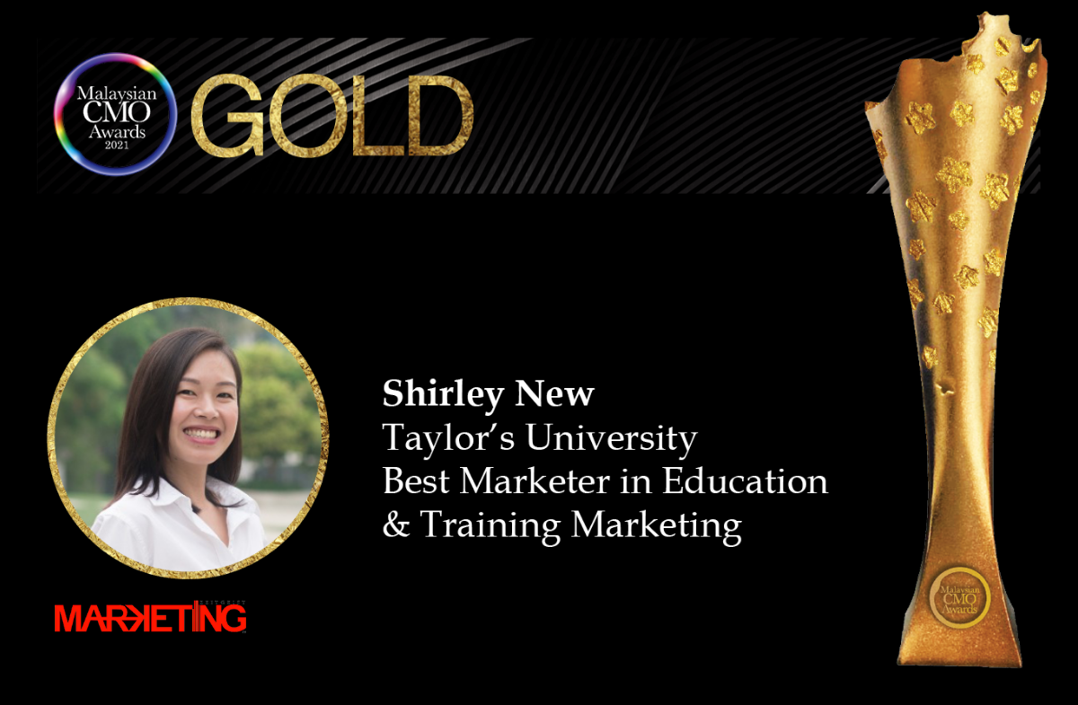 shirley new taylors university cmo awards marketing asia