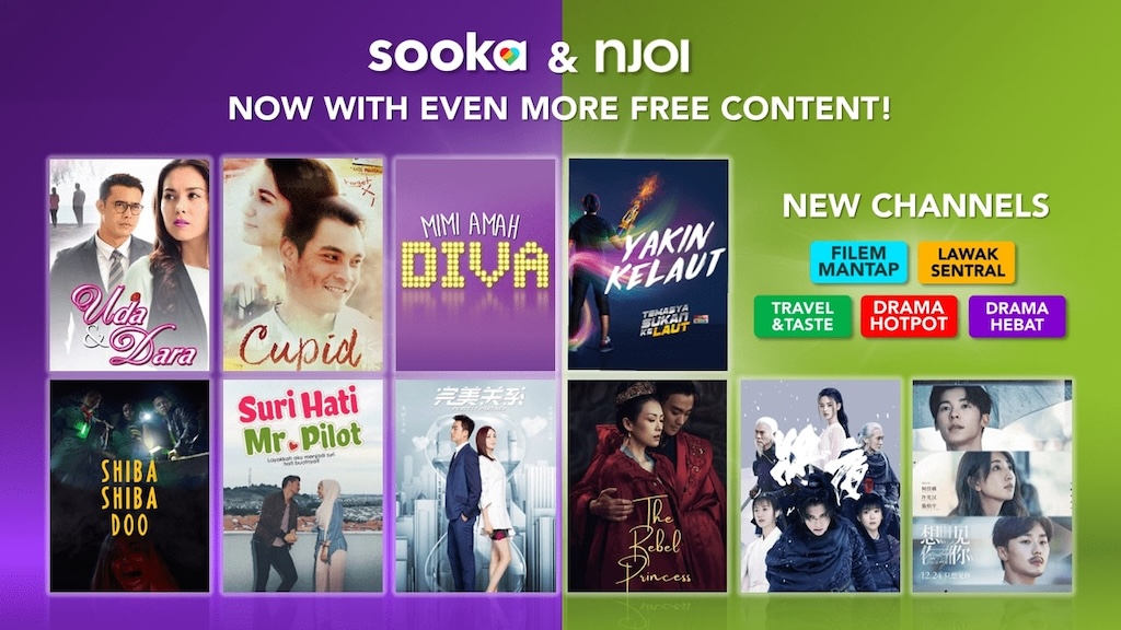 sooka & NJOI customers can now access 5 new FAST channels from Astro