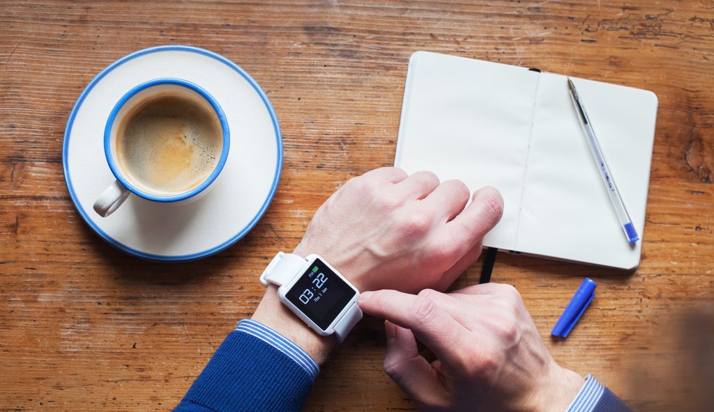 man using smart watch