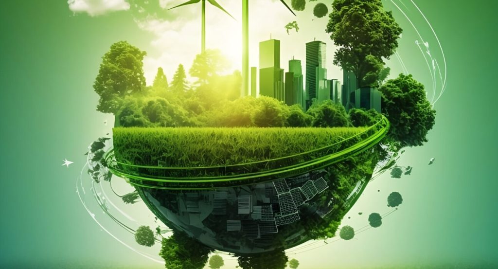 ESG, green energy, sustainable industry. Environmental, Social, and Corporate Governance concept.Generative a