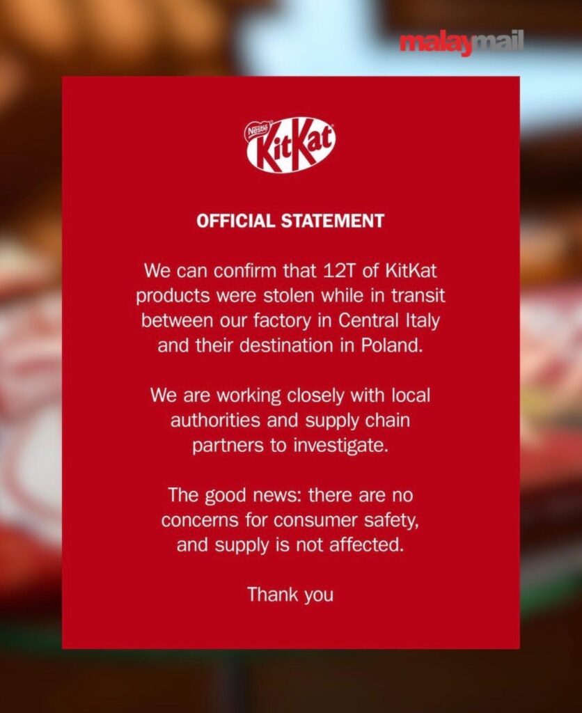 Nestlé Took a Break as 400,000 KitKats Were Stolen 1 e61f34fd 7a86 4c75 a866 740b8f516a77 | Nestlé Took a Break as 400,000 KitKats Were Stolen